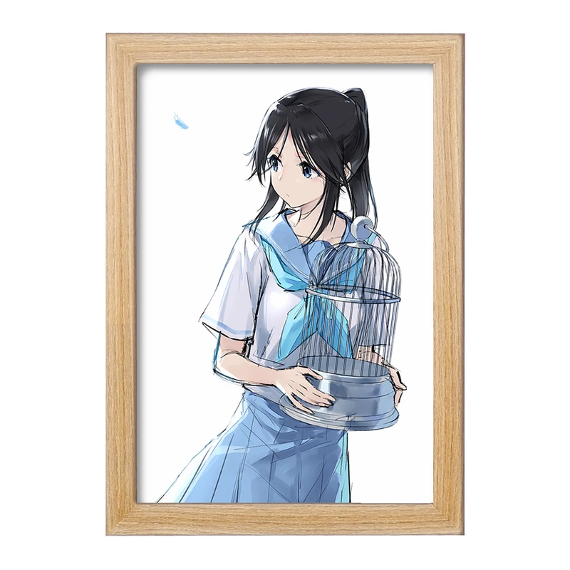 تابلو خندالو مدل کاساکی انیمه لیز و پرنده آبی کد 23830