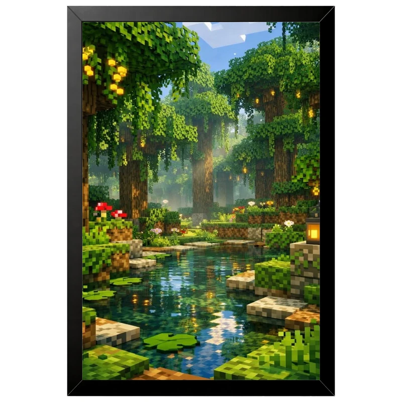 تابلو بکلیت طرح گیمینگ ماینکرفت Minecraft مدل B-po2327 فریم مشکی