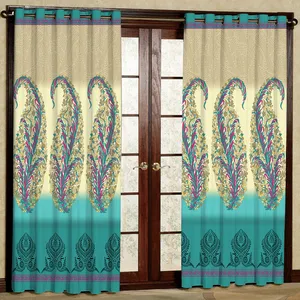 پرده مدل بته جقه مخمل پانچی کد 1287 سایز 140x280 سانتی متر