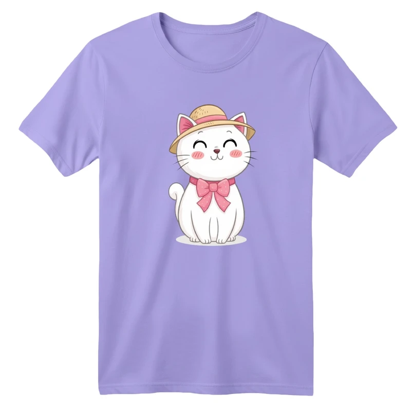 تی شرت آستین کوتاه بچگانه مدل گربه کلاهدار