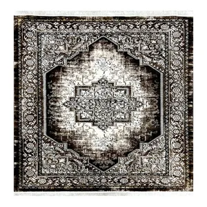 فرش ماشینی 420 شانه زمینه قهوه‌ای حاشیه کرم مدل 70740