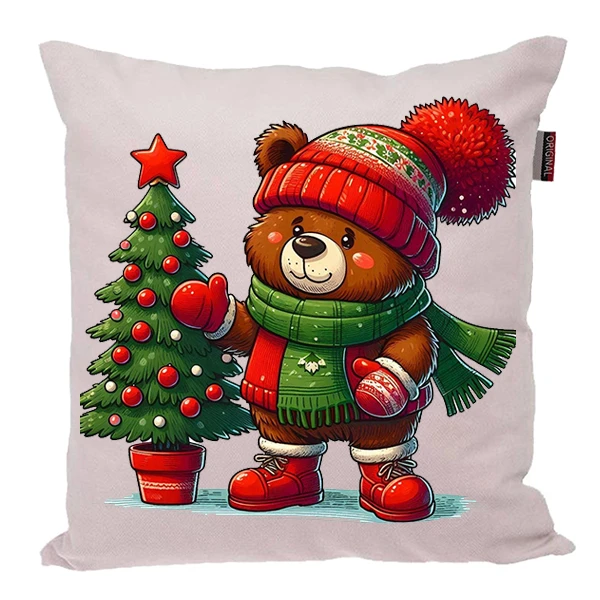 کوسن پاد آفرین مدل کریسمس طرح خرس تدی کد PK30265