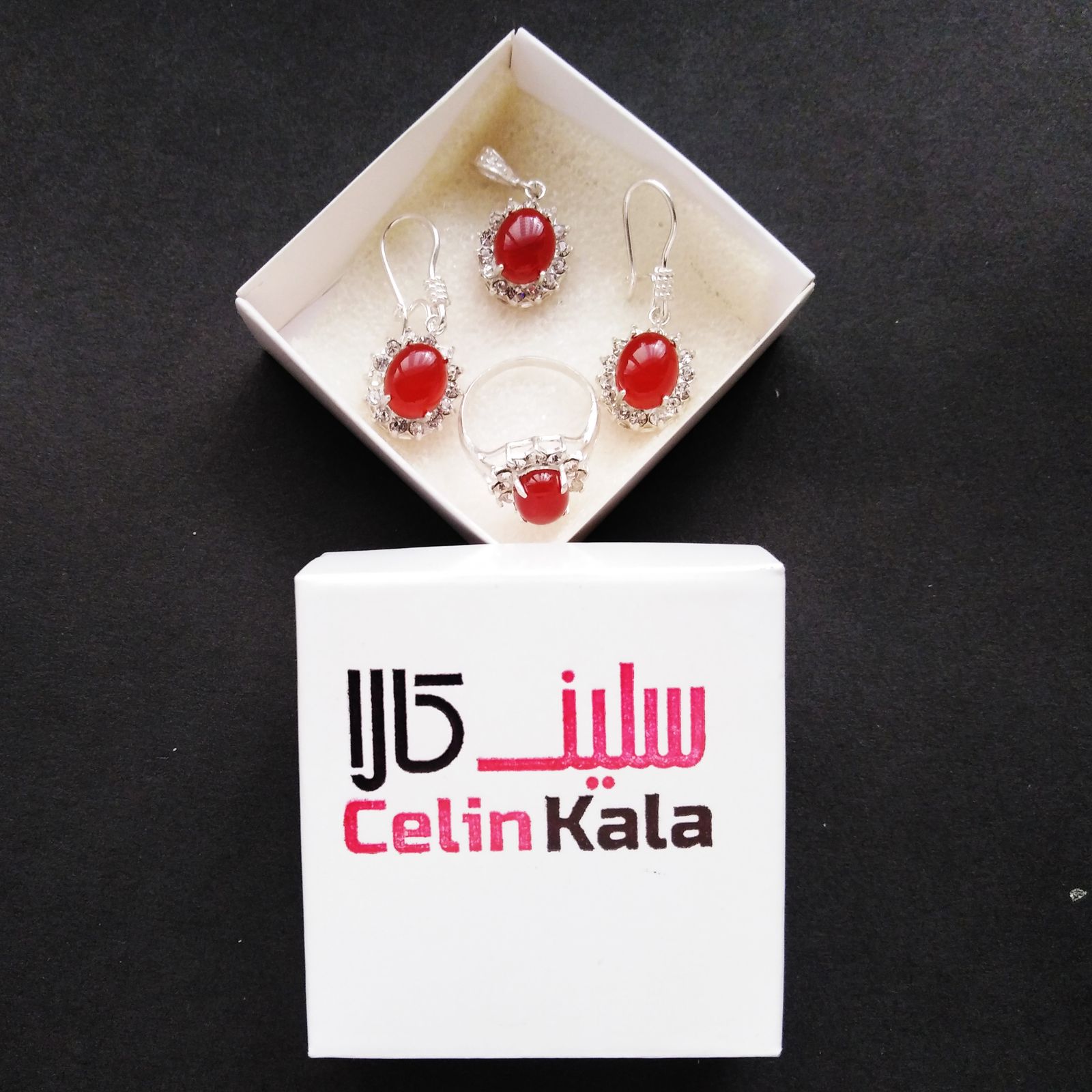 نیم ست نقره زنانه سلین کالا مدل عقیق ce-agh-gh1 -  - 7