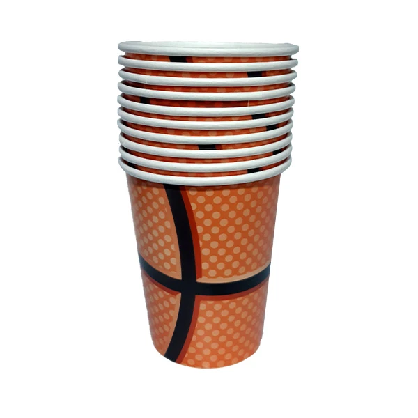 لیوان یکبار مصرف مدل توپ بسکتبال کد Basketballglass1 مجموعه 10 عددی
