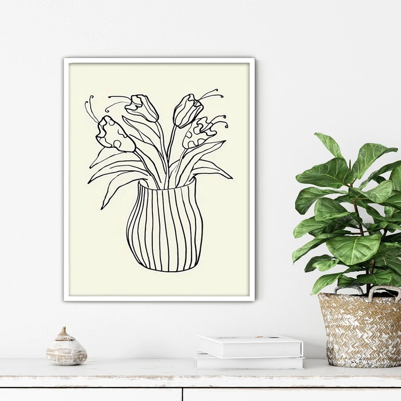 تابلو آتریسا طرح لاین آرت مدرن مدل ATFL69 فریم سفید