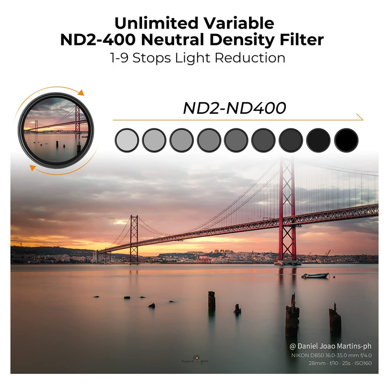 فیلتر لنز کی اند اف مدل  VARIABL ND2-400 HMC NANO-C -82MM