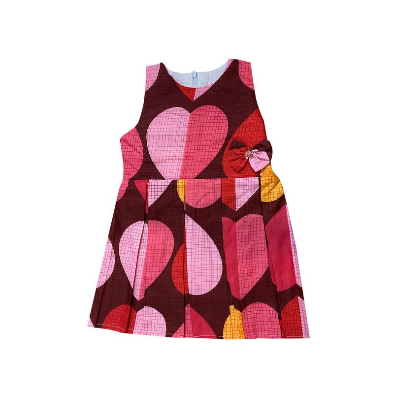 پیراهن دخترانه مدل گلاره قلب رنگ قرمز