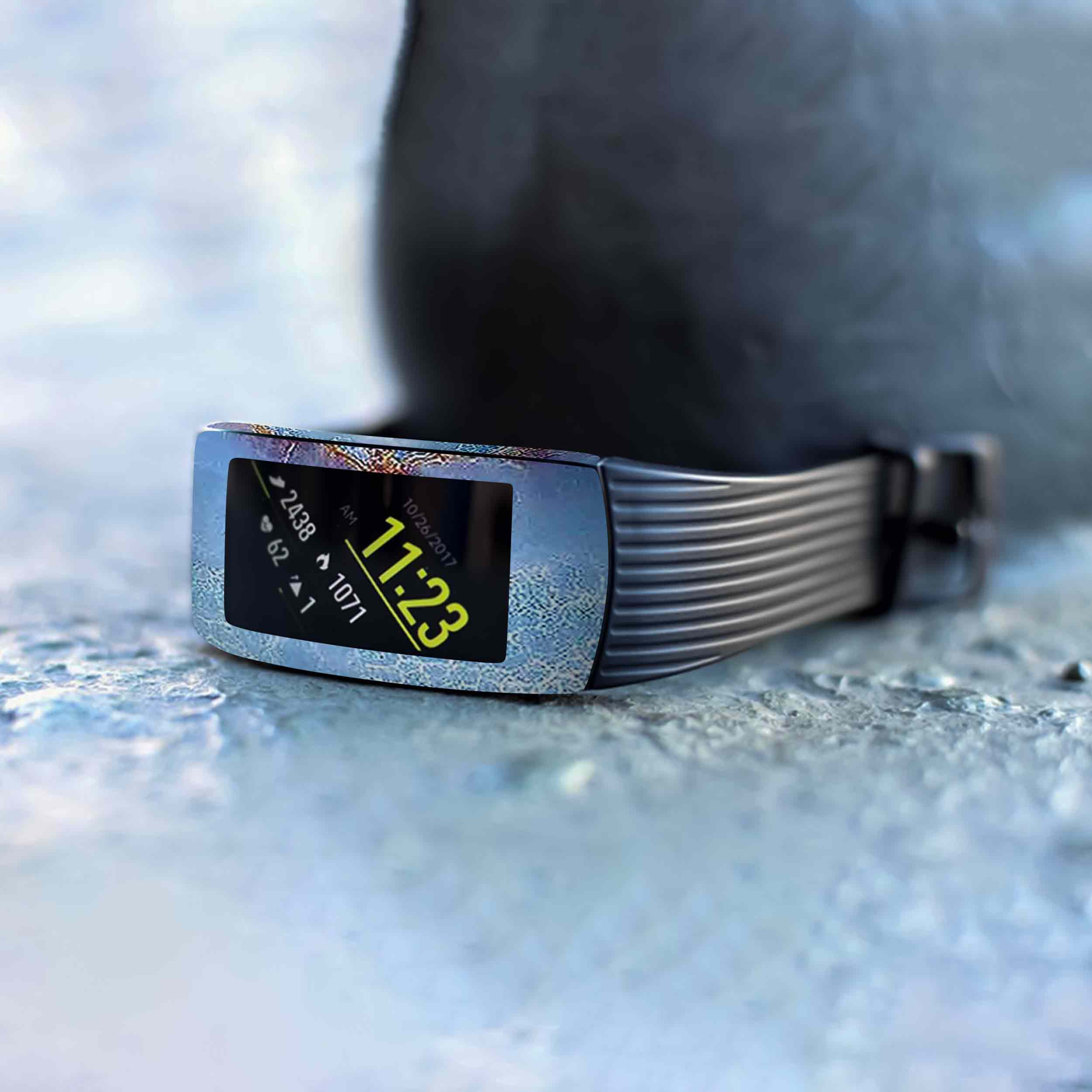 برچسب ماهوت طرح Blue-Ocean-Marble مناسب برای ساعت هوشمند سامسونگ Galaxy Gear Fit 2 Pro
