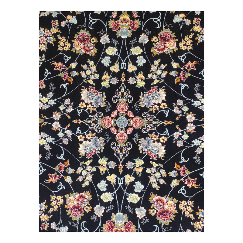 فرش ماشینی مشهد کد 722111 زمینه سرمه ای