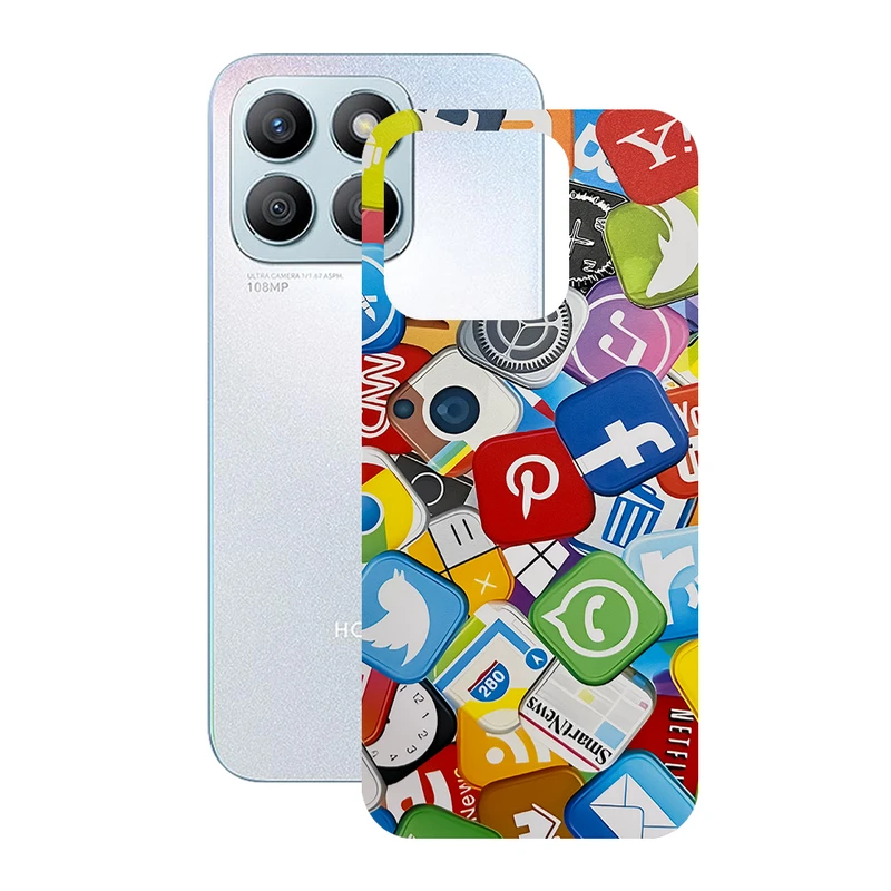 برچسب پوششی گلس مدل Leth طرح سوشال مناسب برای گوشی موبایل آنر X8b