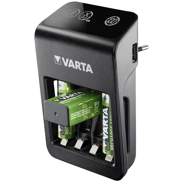 شارژر باتری وارتا مدل + LCD Plug Charger به همراه باتری قلمی بسته 4 عددی