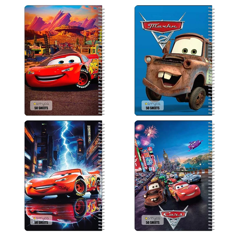 دفتر نقاشي 50 برگ کارنيکا طرح ماشین‌ها کد 58864 مجموعه 4 عددی