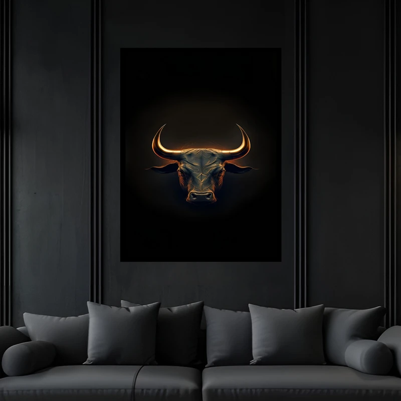 تابلو بکلیت طرح دکوراتیو خفن گاو مدل B-bu7132 فریم مشکی
