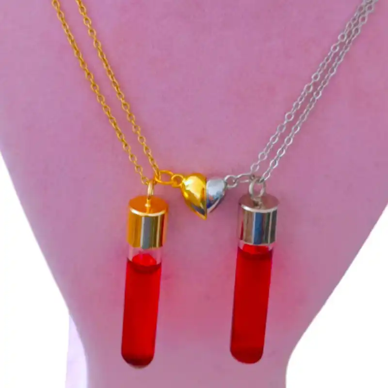 گردنبند مدل کپسول عشق مگنت دار استیل مجموعه 2 عددی