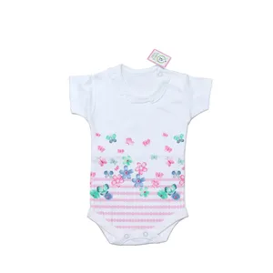 بادی آستین کوتاه نوزادی برگ سبز مدل پروانه چین دار