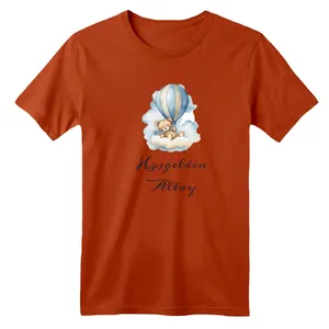 تی شرت آستین کوتاه بچگانه مدل خرس و بالن رنگ آجری