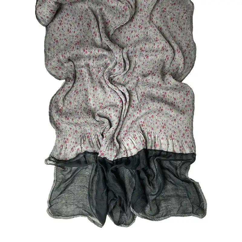 شال زنانه مدل نخی پلیسه شکوفه ریز حاشیه دامنی ساده