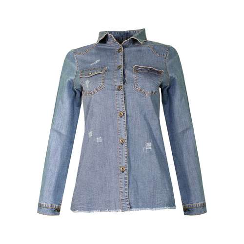 شومیز آستین بلند زنانه مدل جین زاپ دار 16