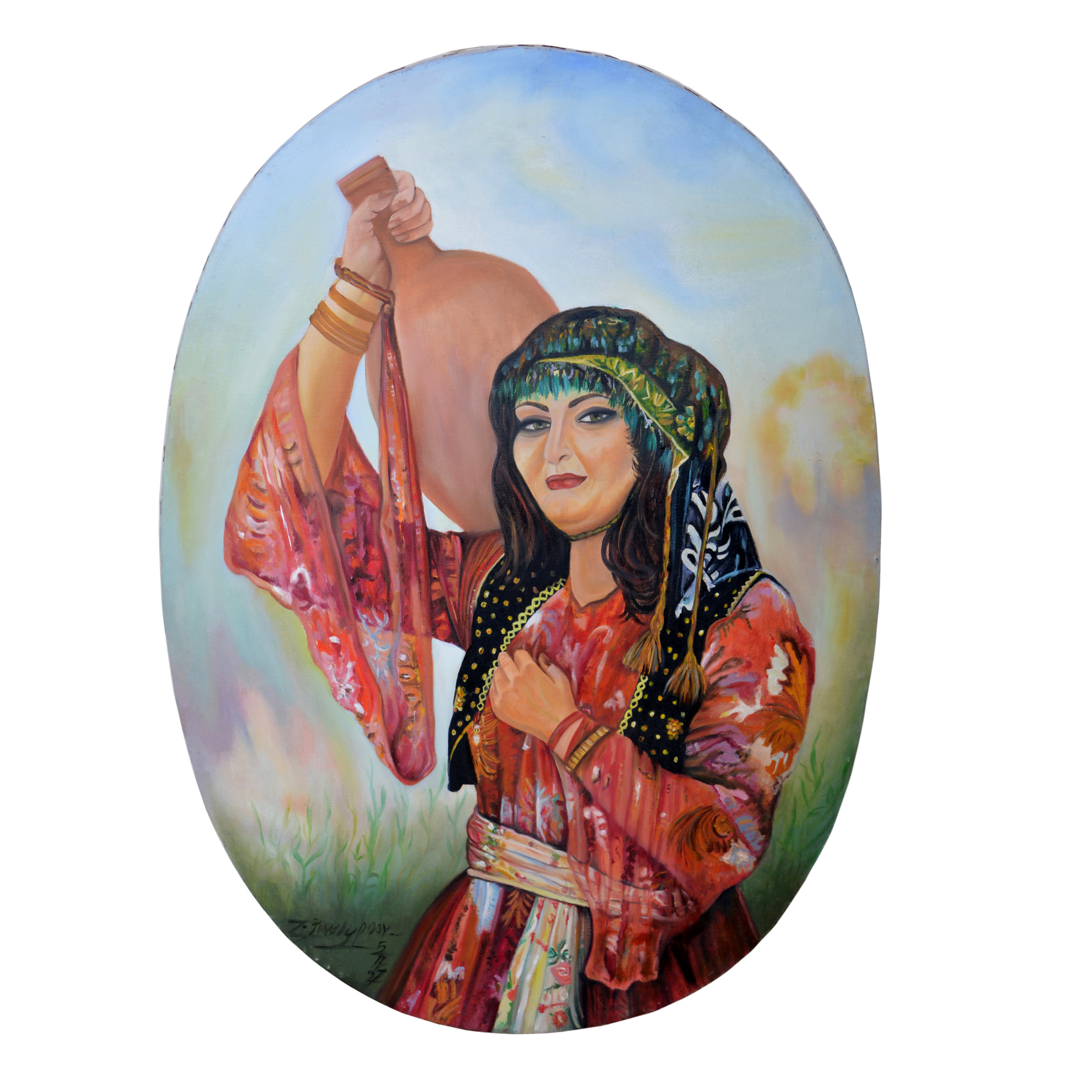تابلو نقاشی رنگ روغن طرح دختر کرد