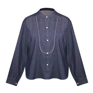 شومیز آستین بلند یقه ایستاده زنانه مدل جین کد AK1459