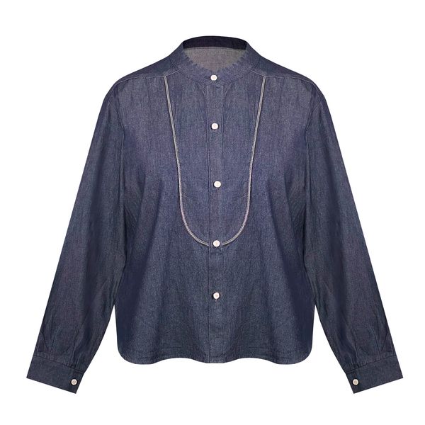 شومیز آستین بلند یقه ایستاده زنانه مدل جین کد AK1459