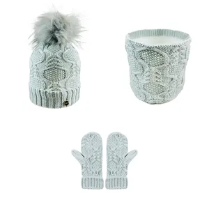 ست کلاه و شال گردن و دستکش بافتنی بچگانه اندلس مدل 65033