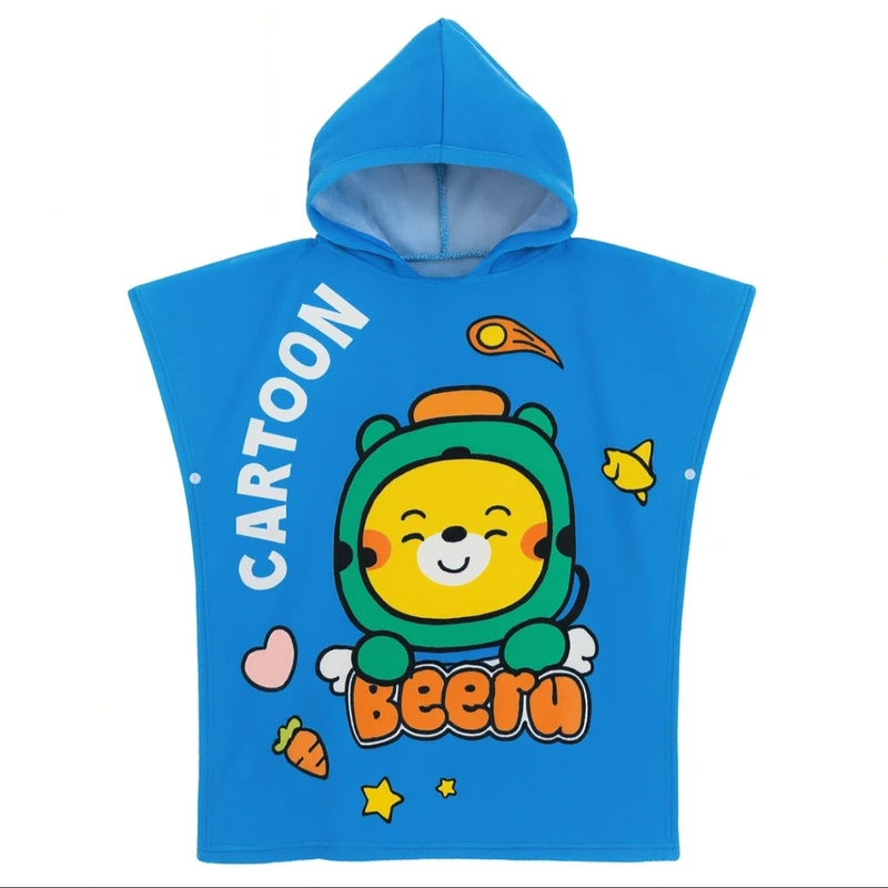 حوله استخری کودک مدل پانچو کارتونی سایز 110x90x5 سانتی‌متر