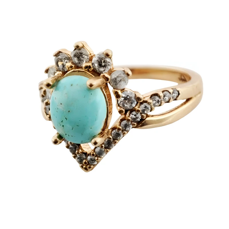 انگشتر زنانه مدل طلا روس فیروزه اصل q028