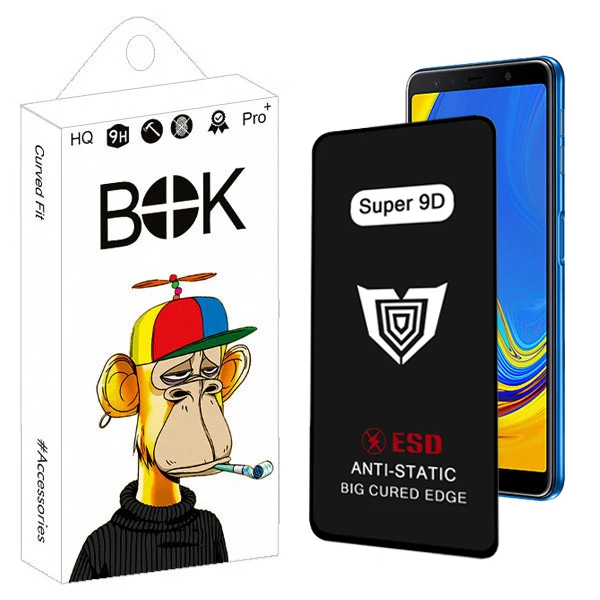 محافظ صفحه نمایش بوک مدل Super 9D Guard مناسب برای گوشی موبایل سامسونگ Galaxy a750 / a7 2018