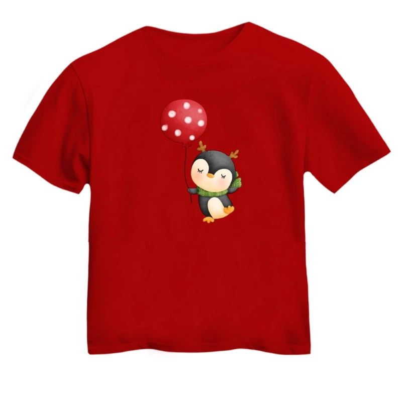 تی شرت آستین کوتاه بچگانه مدل پنگوئن کریسمس کد 7