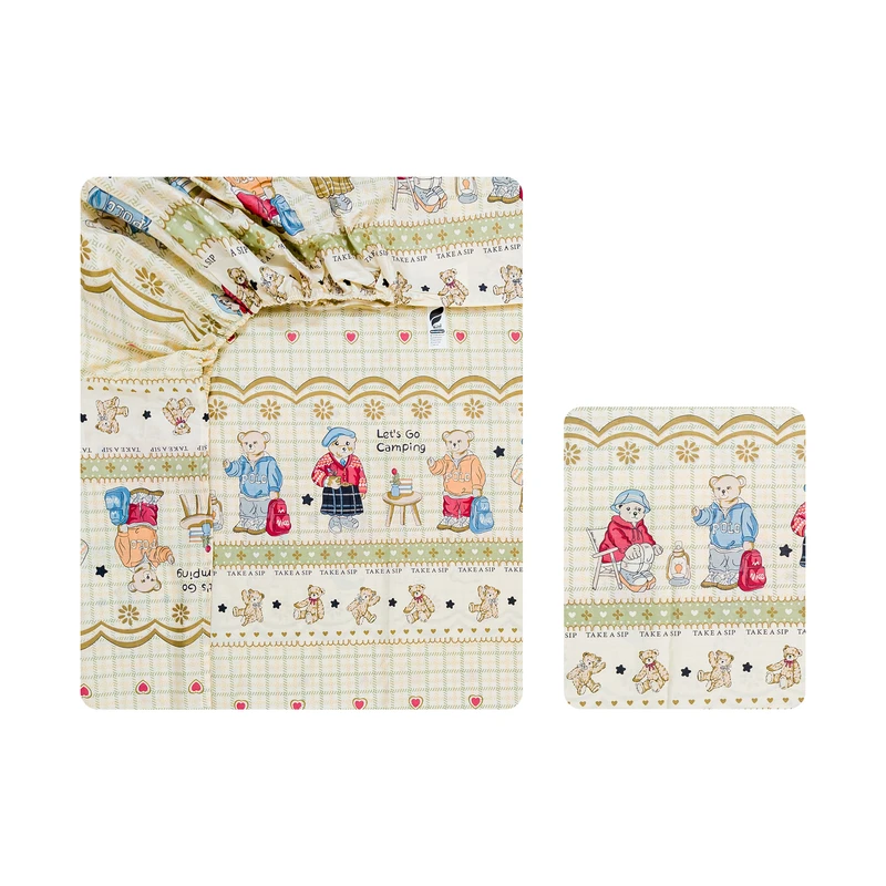 سرویس ملحفه 1 نفر 2 تکه آدنو مدل کمپ خرسی کد FI72