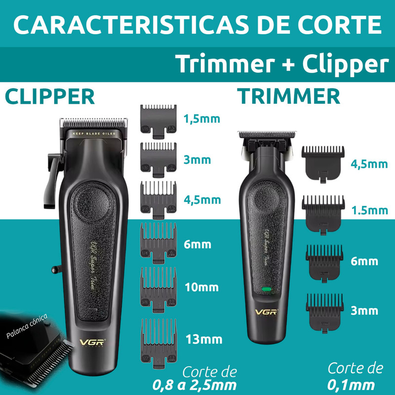 ماشین اصلاح موی سر و صورت شارژی وی جی ار مدل V-197 & 995 مجموعه 2 عددی