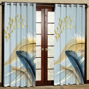 پرده مدل پر و پرنده هازان پانچی کد 2586 سایز 140x200 سانتی متر