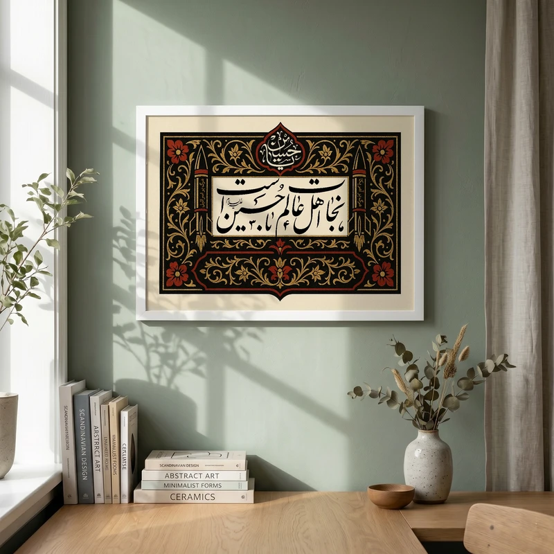 تابلو طرح کتیبه محرم مدل G15396 فریم سفید