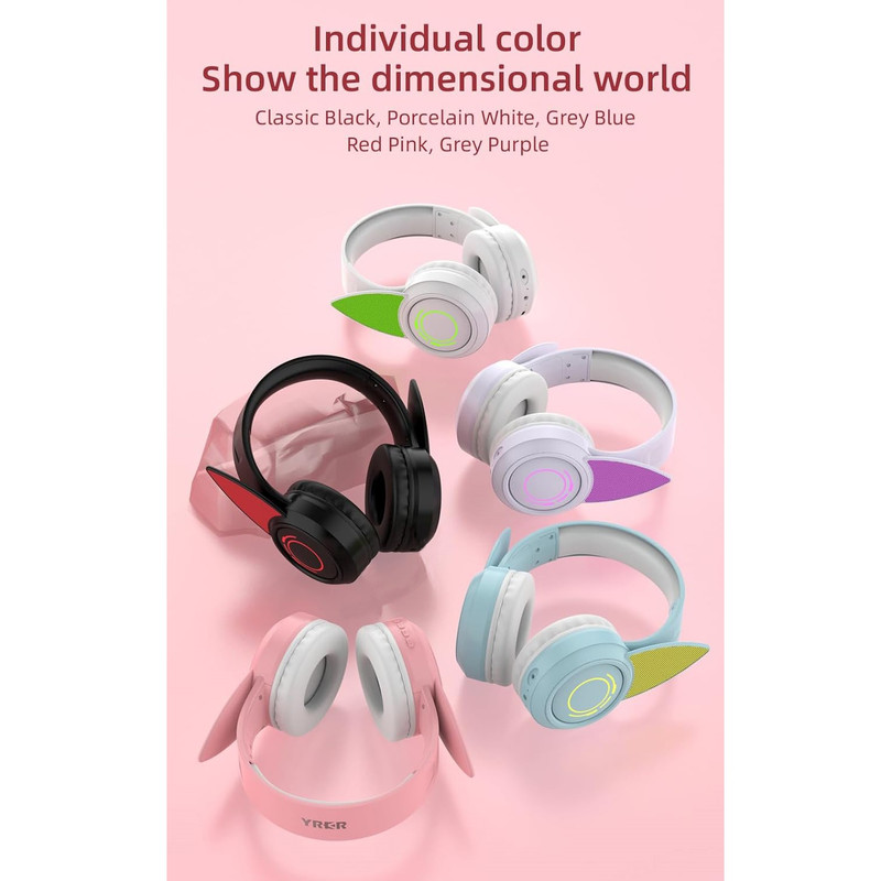 هدست بلوتوثی طرح گربه ای مدل RGB YK-070