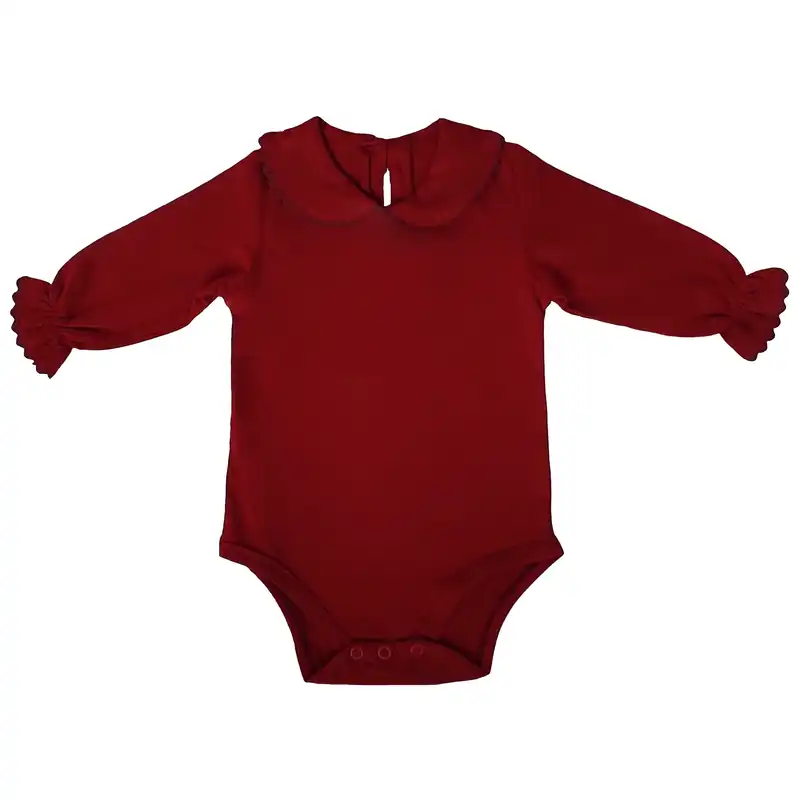 بادی آستین بلند نوزادی کد 21 رنگ زرشکی