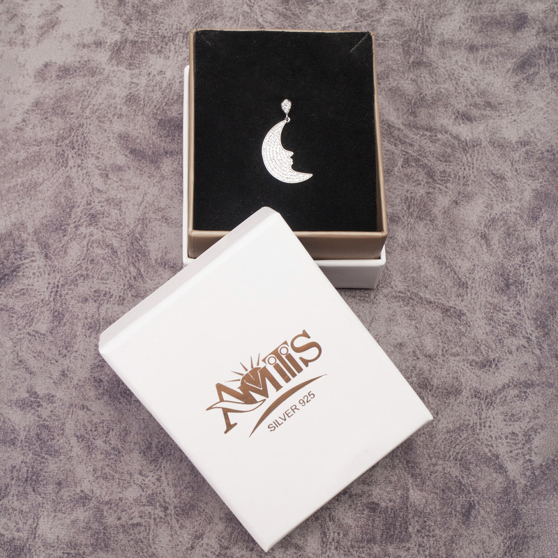 آویز گردنبند نقره زنانه مدل هلال ماه AVN-50