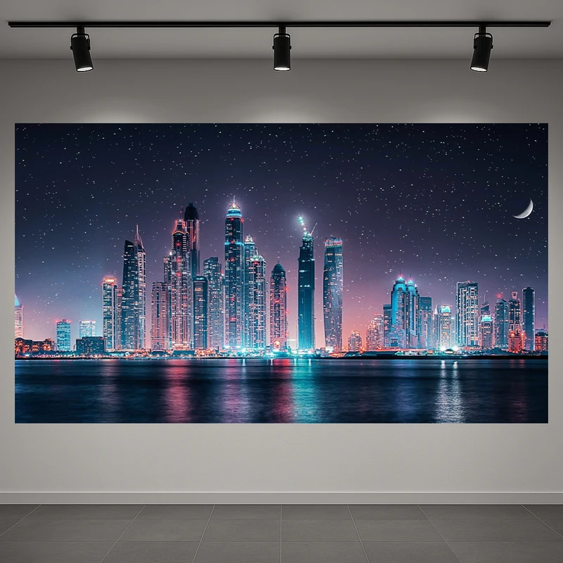 تابلو بوم طرح مخمل چین مدل آسمان خراش کد AR3059160