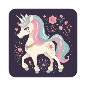 زیر لیوانی کاکتی طرح اسب تک شاخ و یونیکورن مدل mp32143