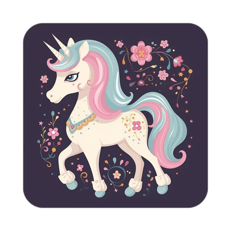 زیر لیوانی کاکتی طرح اسب تک شاخ و یونیکورن مدل mp32143