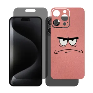 Glass Together model privacy screen protector suitable for Apple iPhone 15 Pro Max mobile phone with cover sticker on the back of the phone