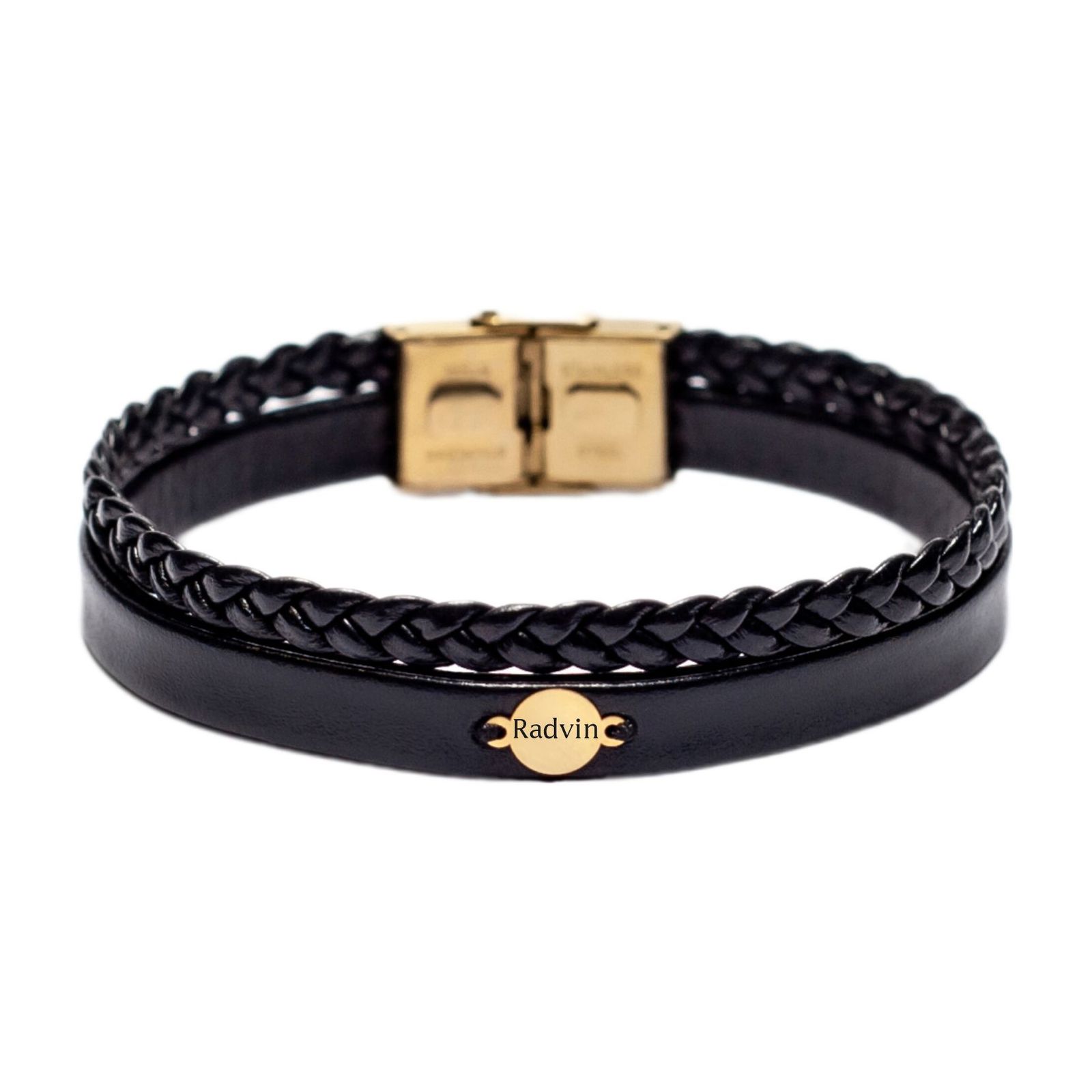دستبند طلا 18 عیار مردانه لیردا مدل اسم رادوین -  - 1