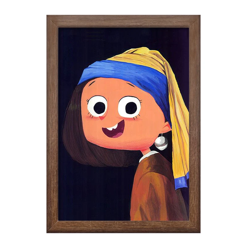 تابلو خندالو طرح دختری با گوشواره مروارید کد F1654