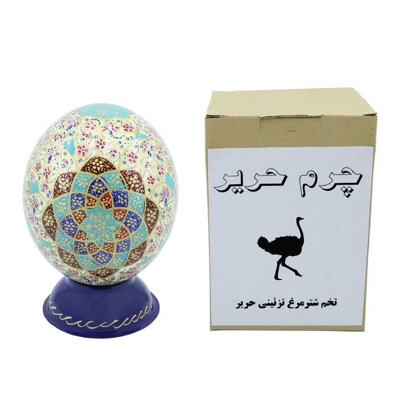 تخم شتر مرغ تزیینی چرم حریر مدل S006
