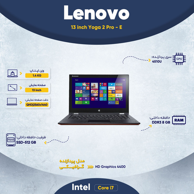 لپ تاپ 13 اینچی لنوو مدل Yoga 2 Pro - E