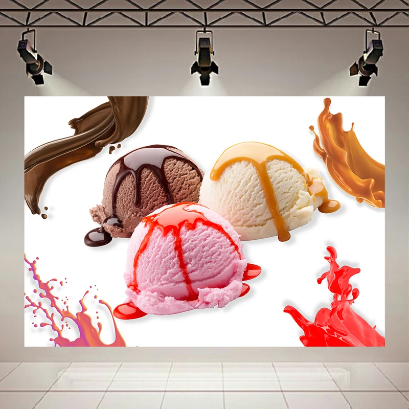 پوستر دیواری طرح بستنی رنگی مدل طعم مختلف کد AR304397