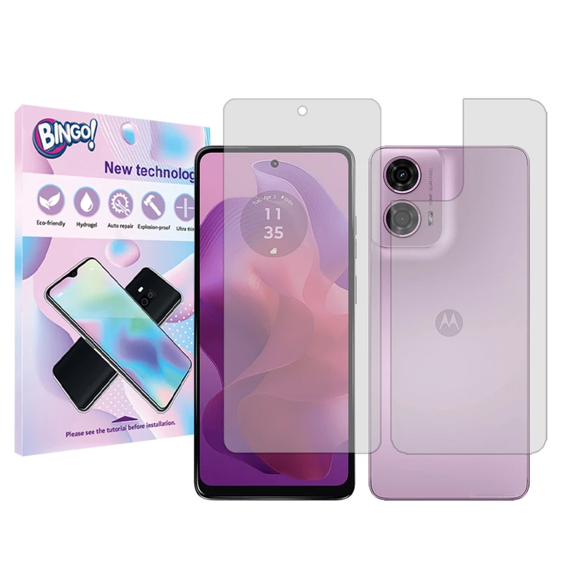 محافظ صفحه نمایش شفاف بینگو مدل Tough مناسب برای گوشی موبایل موتورولا Moto G24 به همراه محافظ پشت گوشی