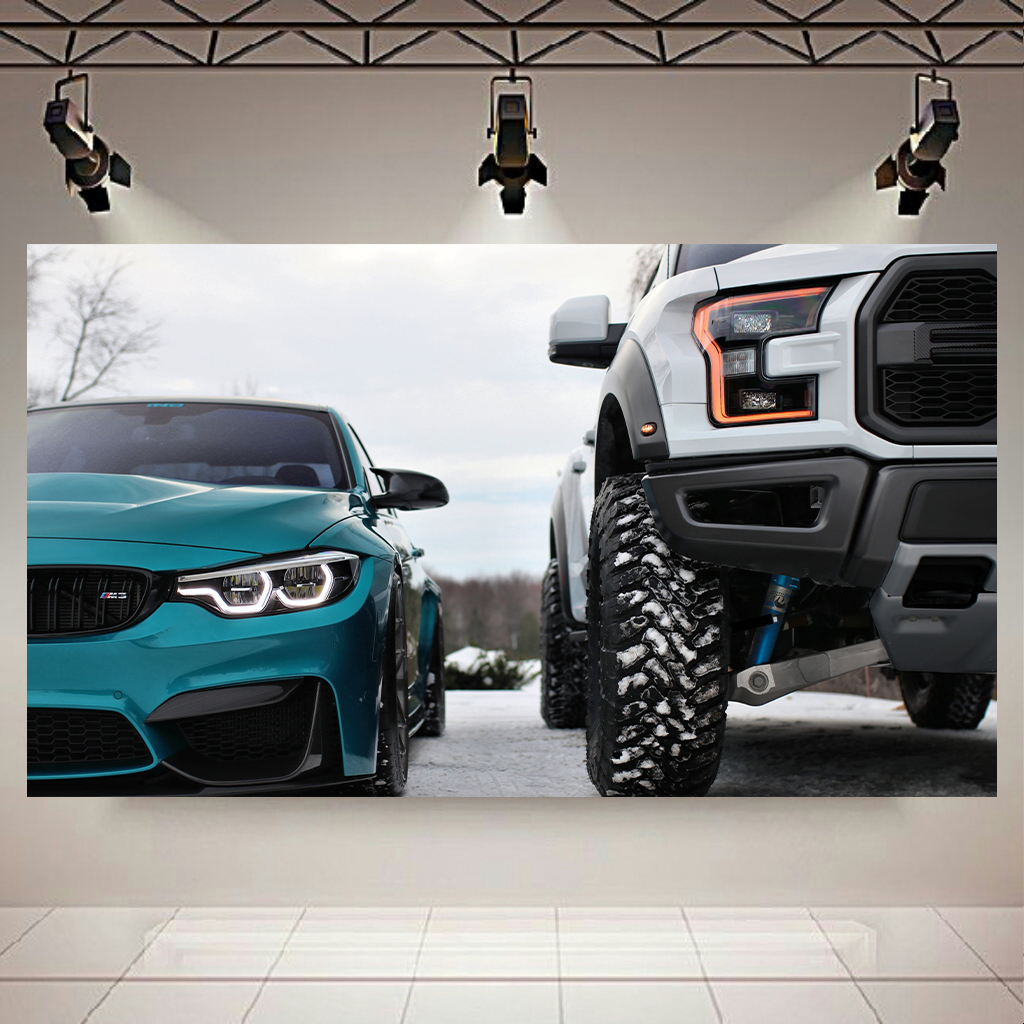 پوستر طرح ماشین مدل فورد F150 و BMW M3 کد AR10430
