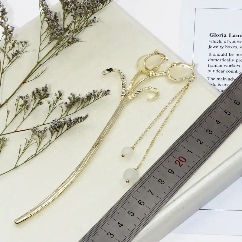 گیره مو زنانه مدل کانزاشی گل لاله کد G_Lnd_3179