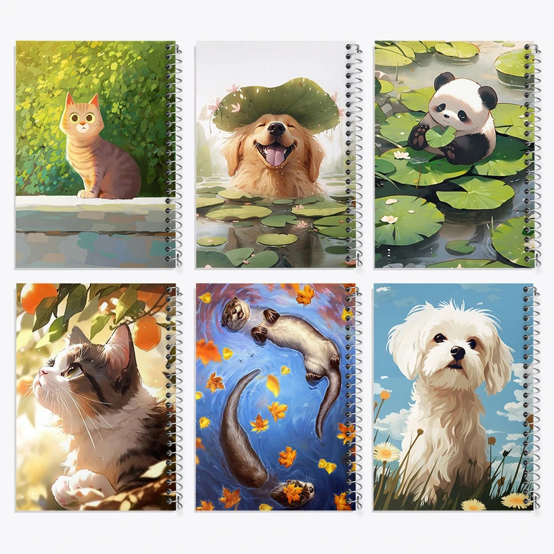 دفتر مشق 100 برگ خندالو طرح حیوانات بامزه کد 889 مجموعه 6 عددی